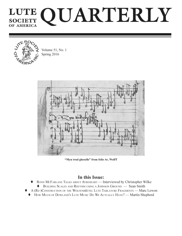 A (Re-)Construction of the Wolfenbüttel Lute Tablature Fragments (Quarterly of the LSA, 51-1)
